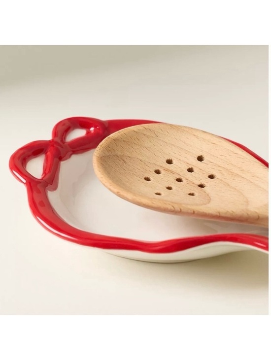Anthropologie Red Ribbon Stoneware Spoon Rest - Picture 4 of 4